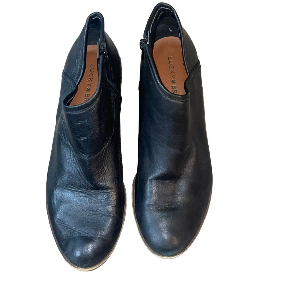 Lucky Brand Basel 100% Leather Sz 7.5 Ankle Booties NOTE FLAW Boho Country